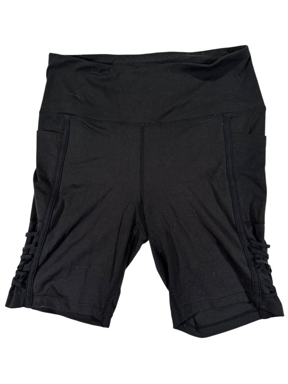 Nine West Active Womens Black Bike Shorts Size M High-Waist Stretchy Side Detail